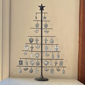 Metal Ornament Tree Display - Silver Holiday Decor